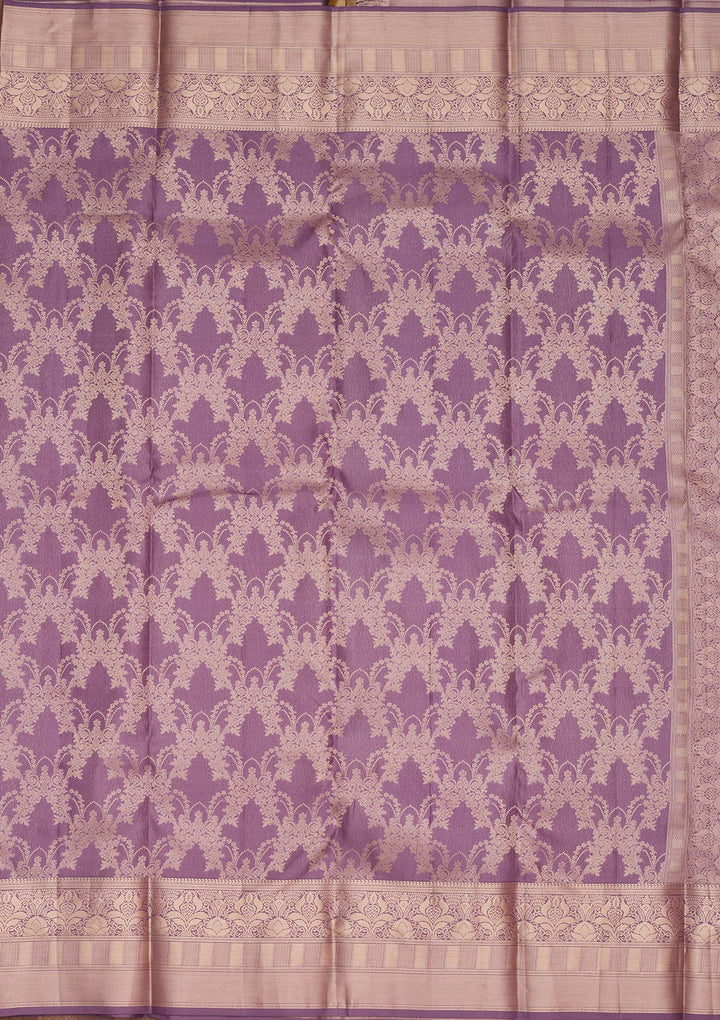 Mauve Silk Jaal Saree With Matching Blouse Piece