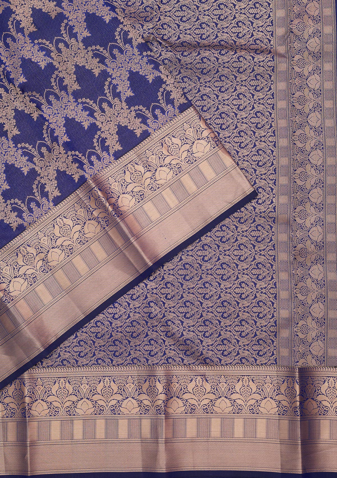 Navy Blue Zariwork Pure Silk Saree