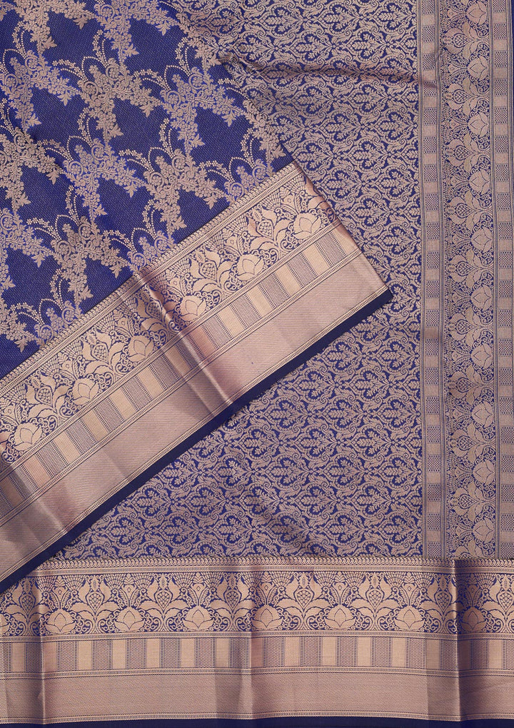 Navy Blue Zariwork Pure Silk Saree