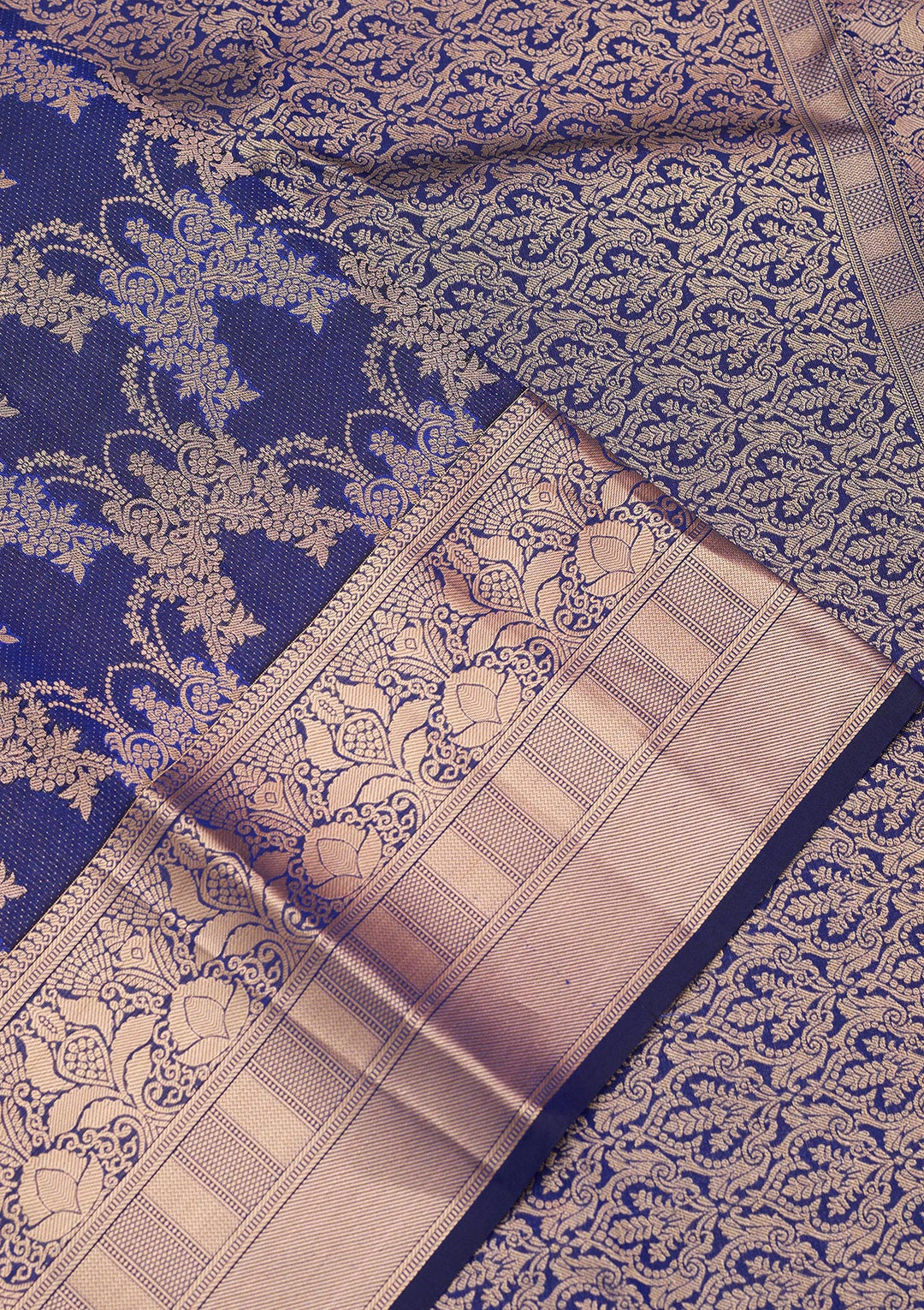 Navy Blue Zariwork Pure Silk Saree