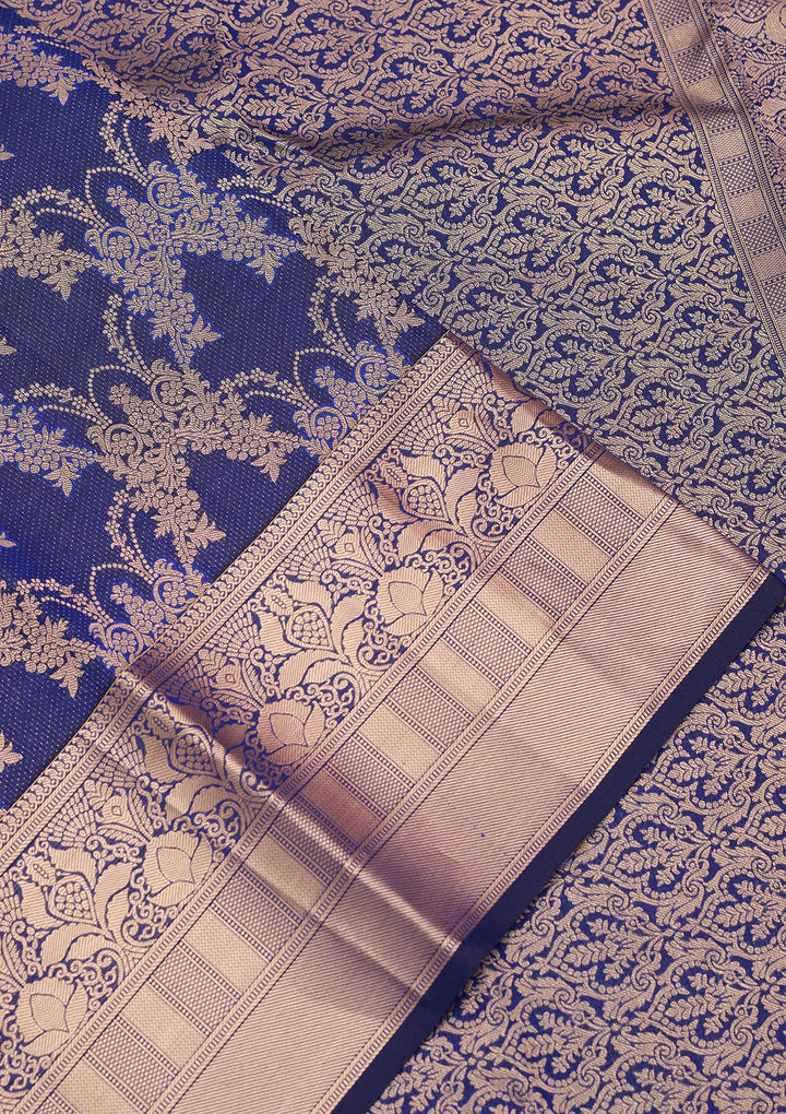 Navy Blue Zariwork Pure Silk Saree