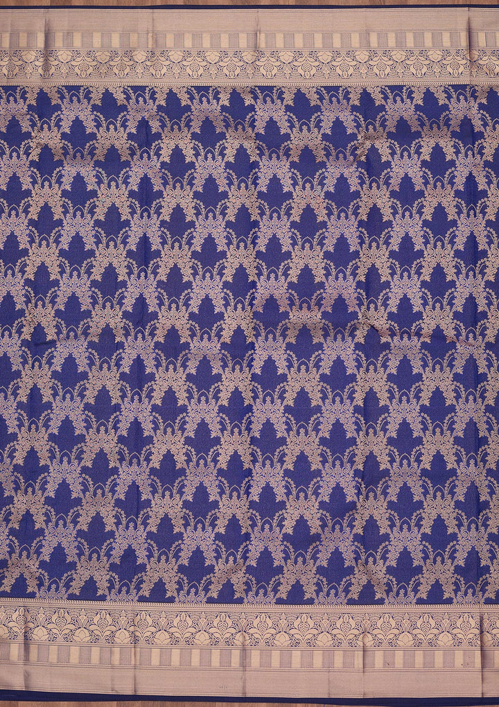 Navy Blue Zariwork Pure Silk Saree