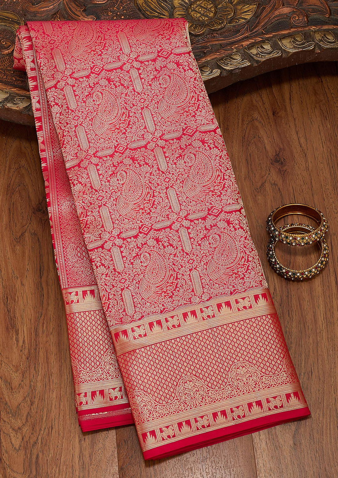 Red Zariwork Pure Silk Saree