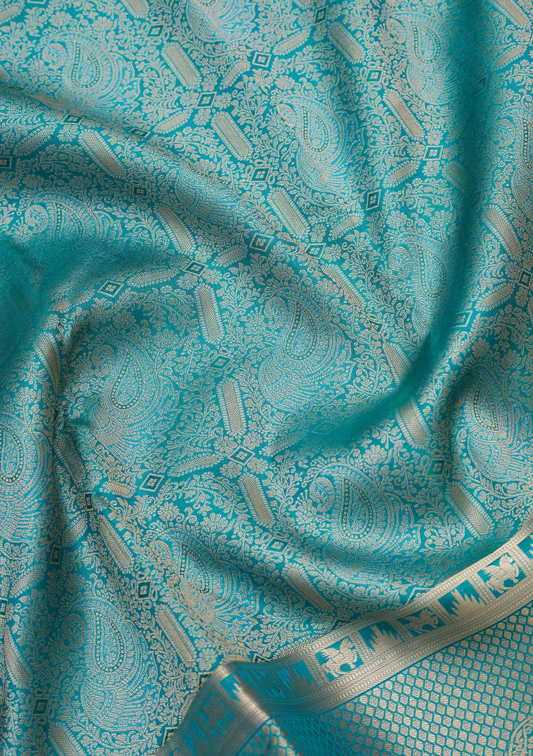 Sea Green Silk Jaal Saree With Matching Blouse Piece