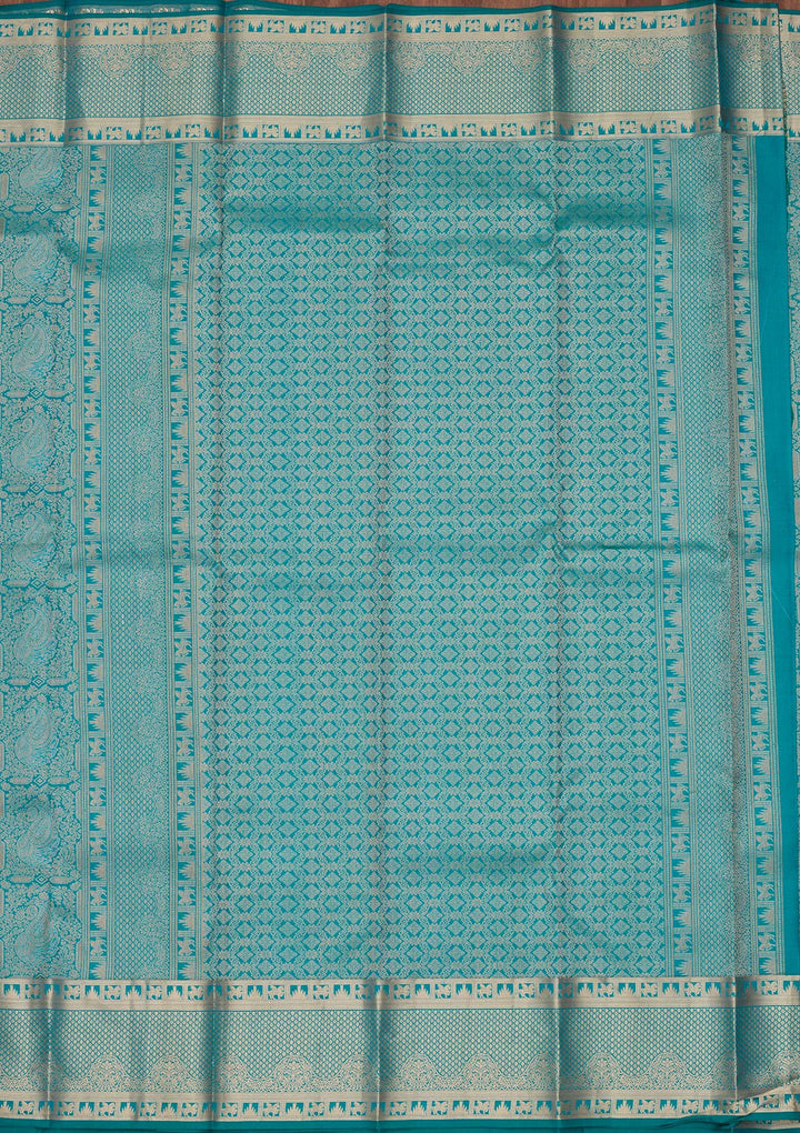 Sea Green Silk Jaal Saree With Matching Blouse Piece