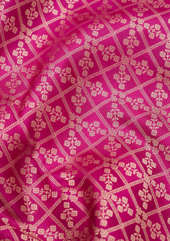 Purple Pure Silk Jaal Zariwork Saree With Matching Blouse Piece