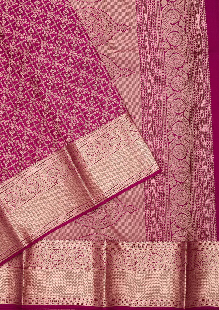 Purple Pure Silk Jaal Zariwork Saree With Matching Blouse Piece