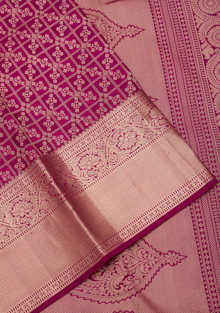 Purple Pure Silk Jaal Zariwork Saree With Matching Blouse Piece