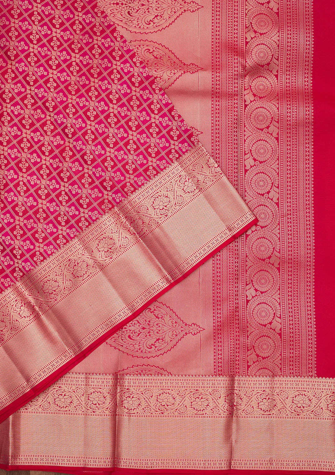 Rani Pink Zariwork Pure Silk Saree