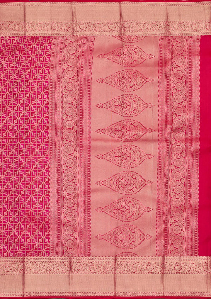 Rani Pink Zariwork Pure Silk Saree