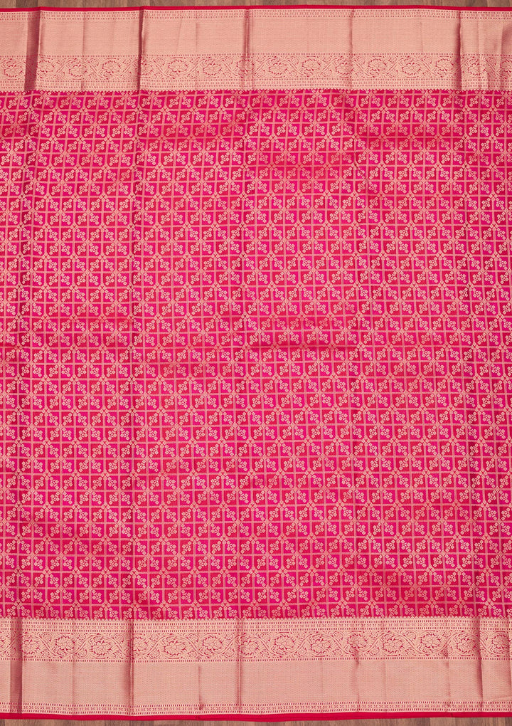 Rani Pink Zariwork Pure Silk Saree