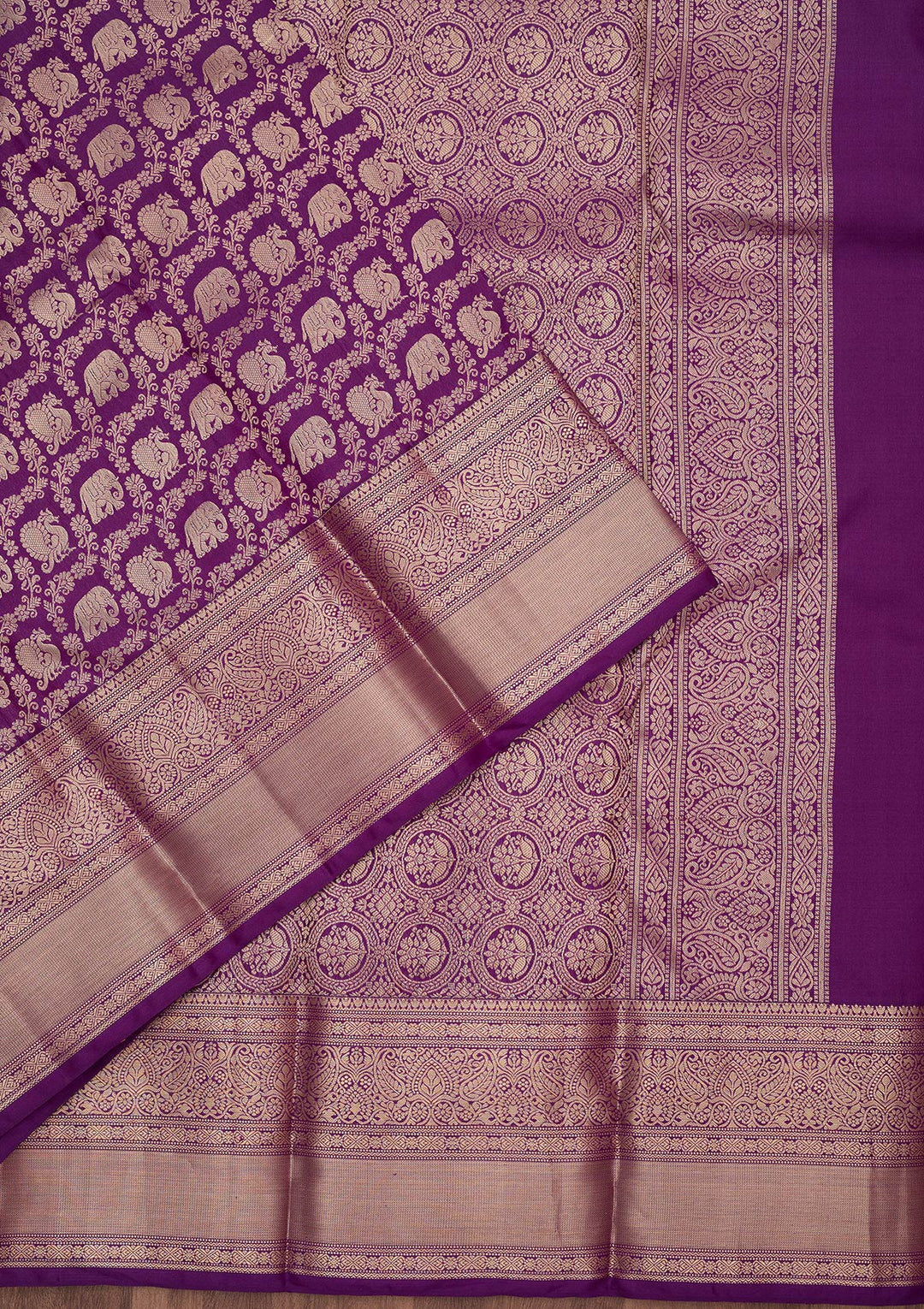 Purple Silk Jaal Silver Zariwork Saree With Matching Blouse Piece