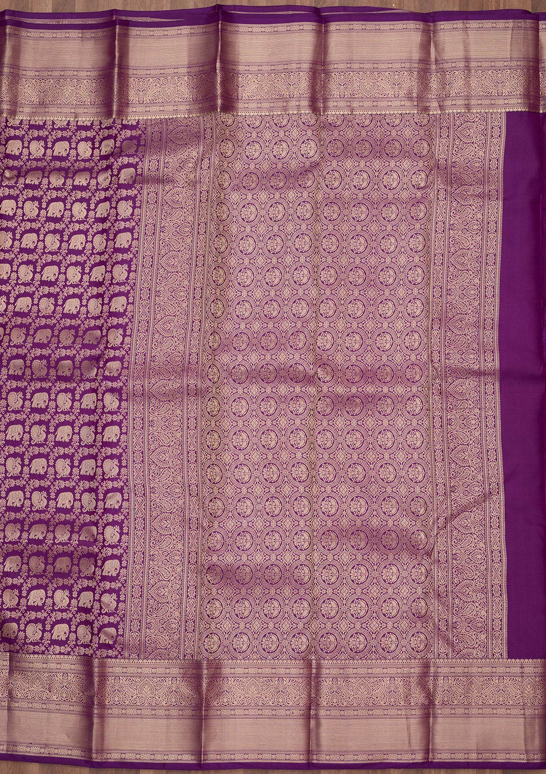 Purple Silk Jaal Silver Zariwork Saree With Matching Blouse Piece