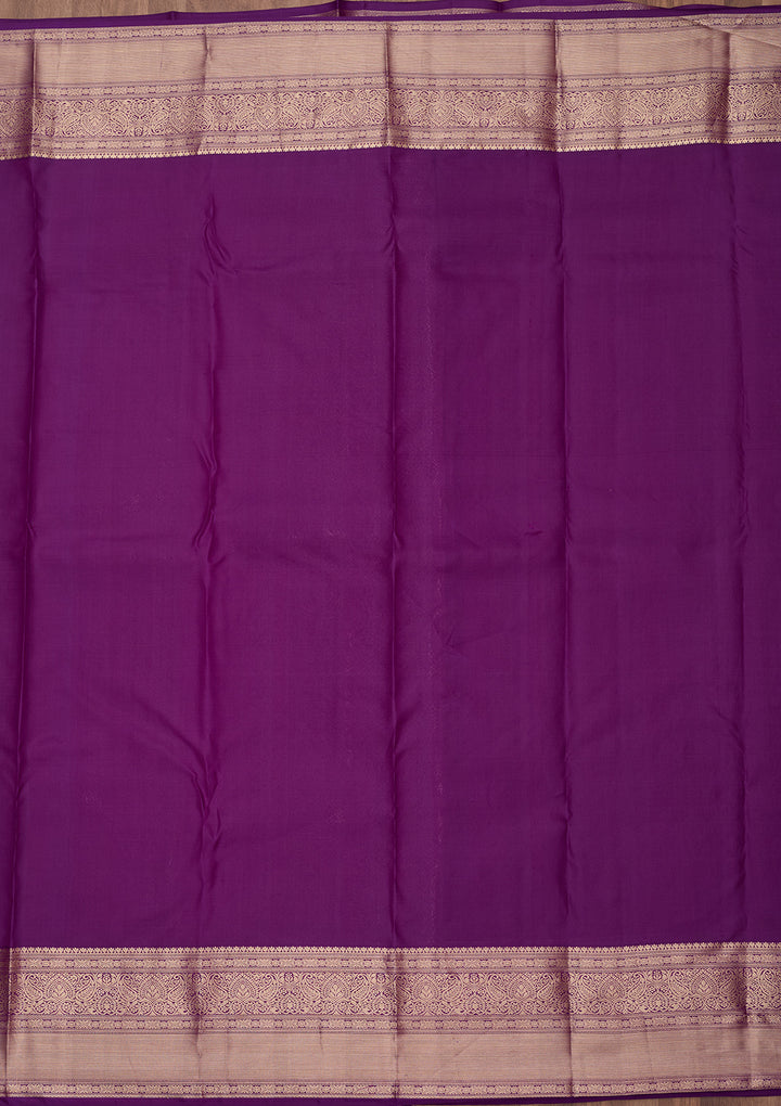 Purple Silk Jaal Silver Zariwork Saree With Matching Blouse Piece