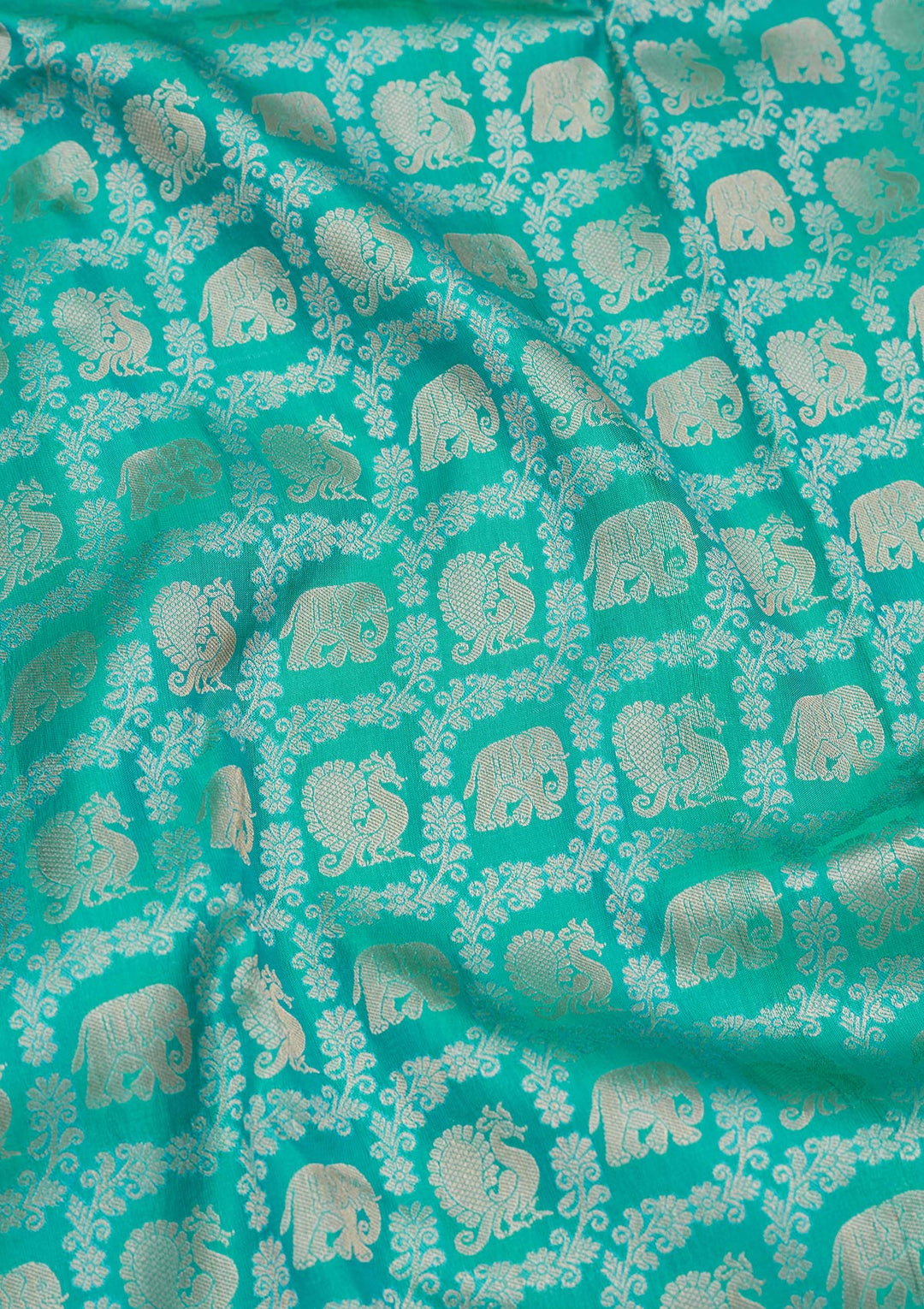Turquoise Blue Silk Jaal Saree With Matching Blouse Piece