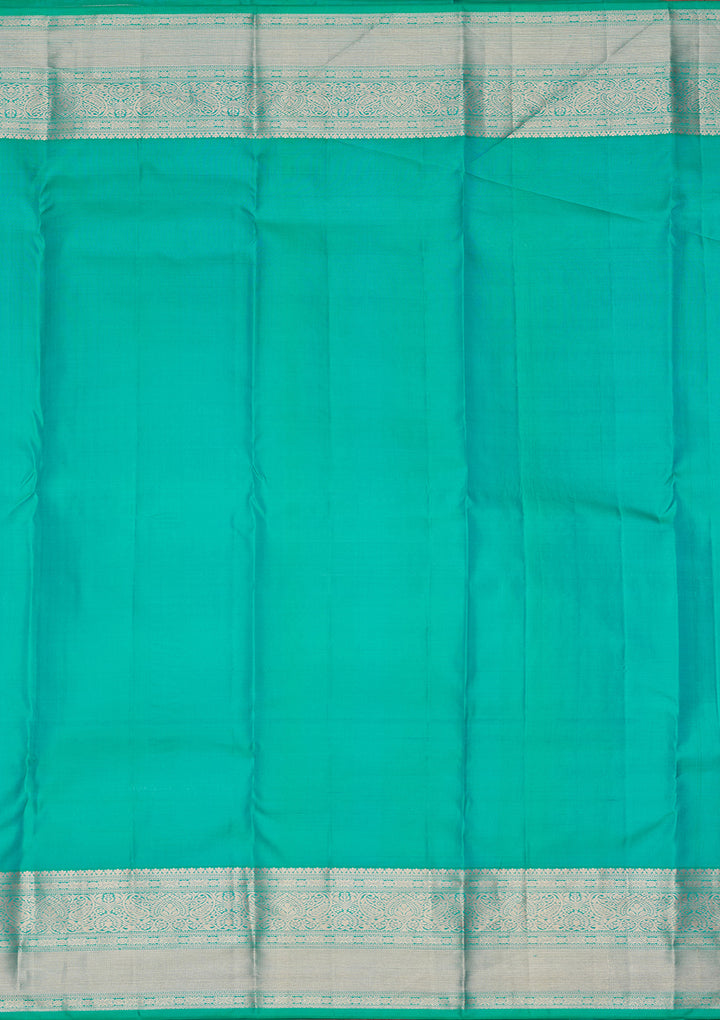 Turquoise Blue Silk Jaal Saree With Matching Blouse Piece