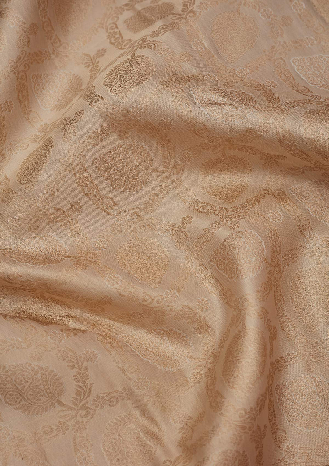 Cream Pure Silk Jaal Zariwork Saree With Matching Blouse Piece