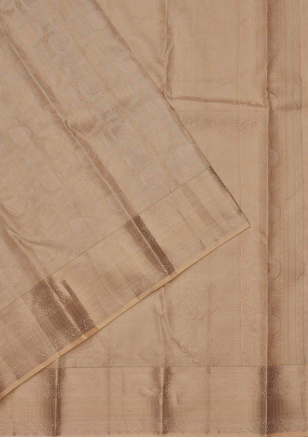 Cream Pure Silk Jaal Zariwork Saree With Matching Blouse Piece
