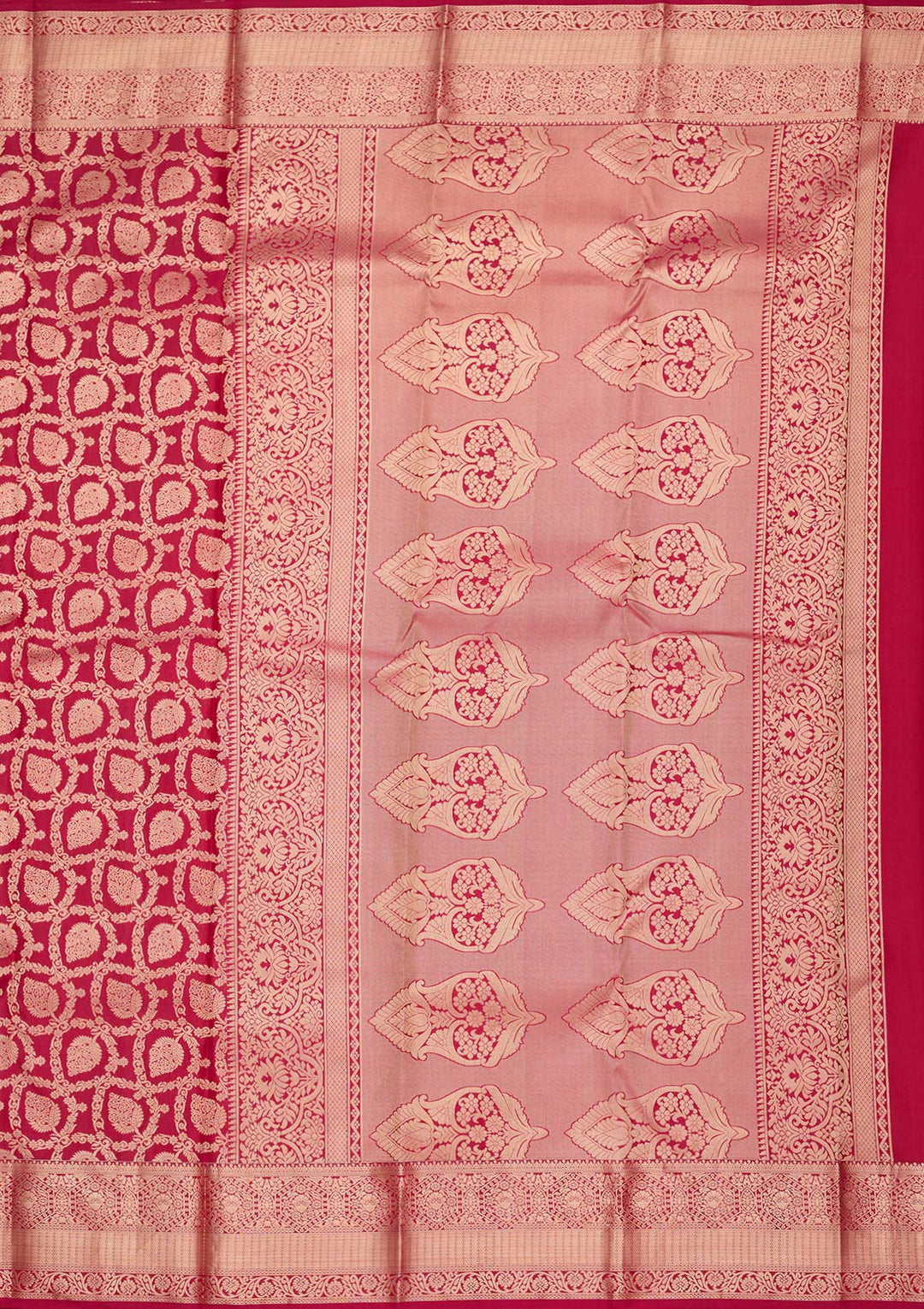 Maroon Pure Silk Jaal Zariwork Saree With Matching Blouse Piece