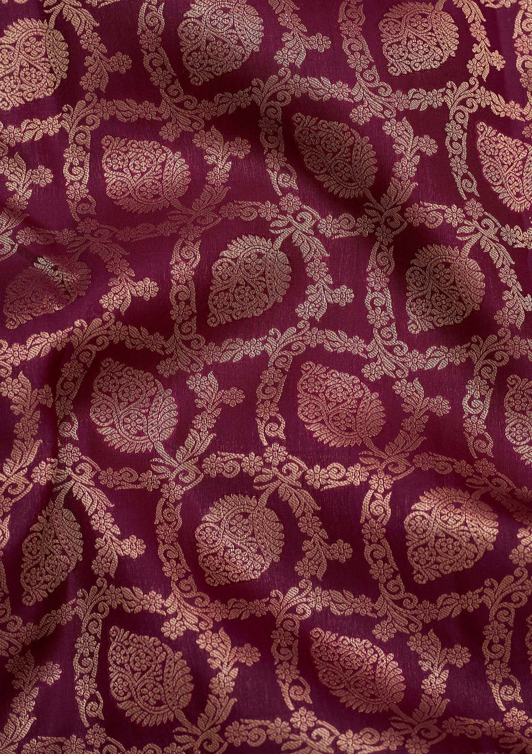 Wine Silk Jaal Saree With Matching Blouse Piece