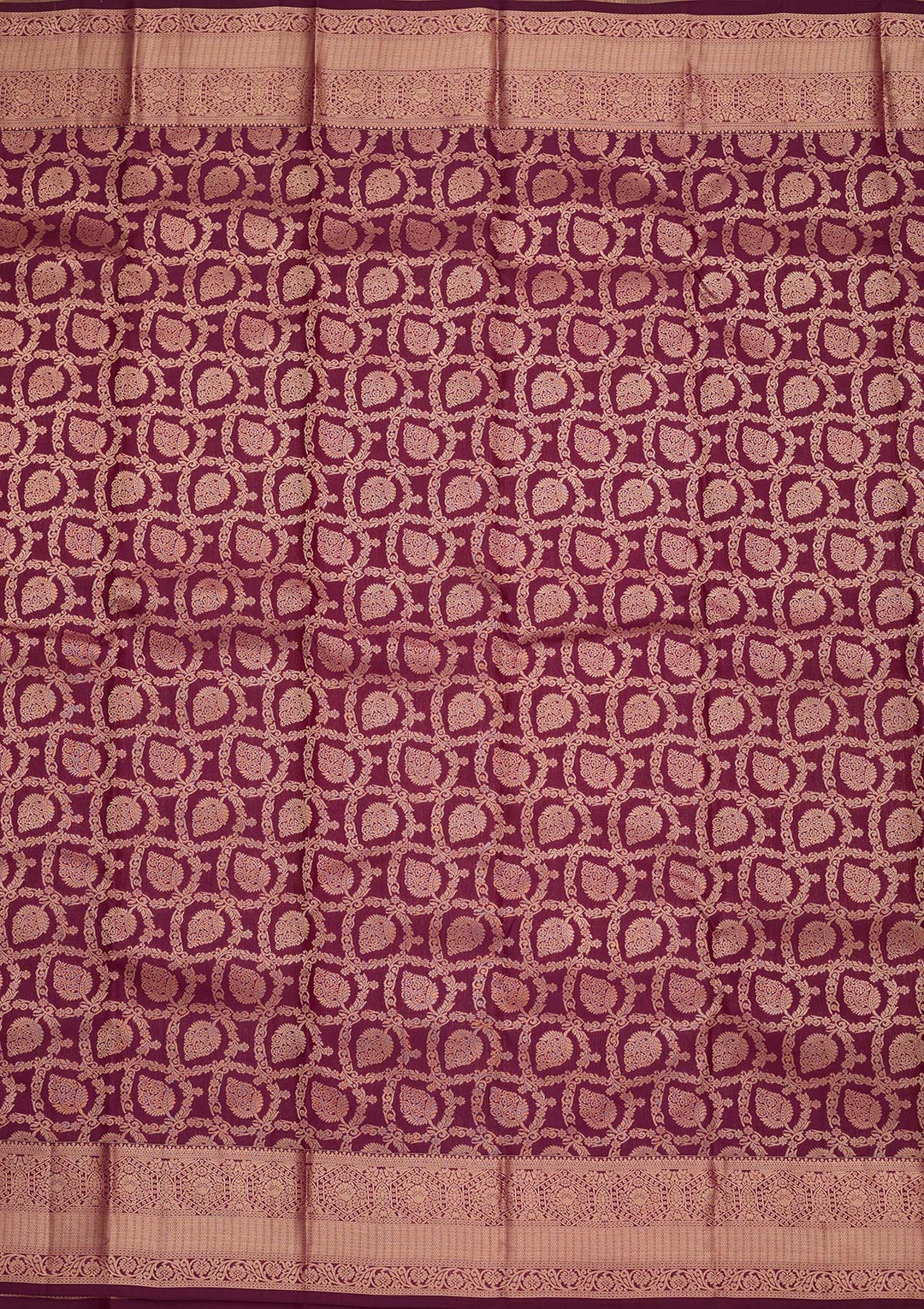 Wine Silk Jaal Saree With Matching Blouse Piece