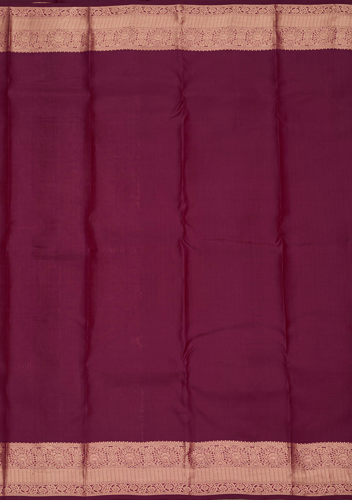 Wine Silk Jaal Saree With Matching Blouse Piece