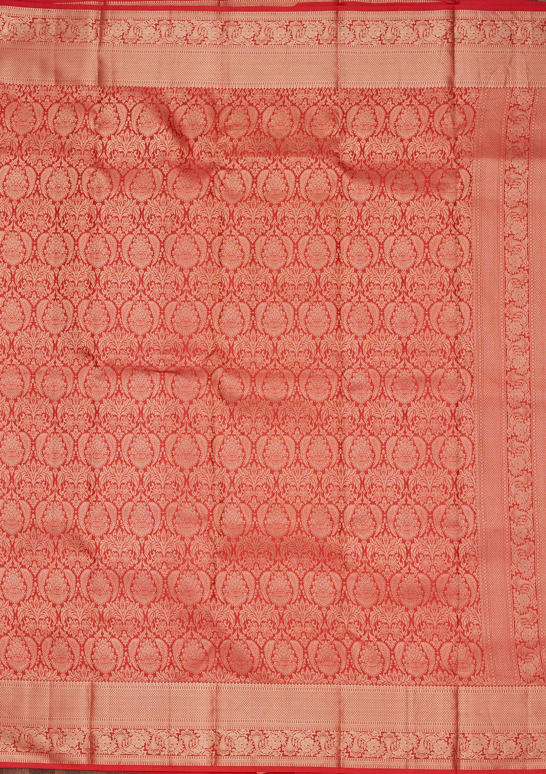 Orange Silk Jaal Saree With Matching Blouse Piece