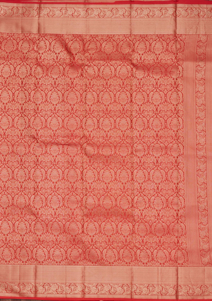 Orange Silk Jaal Saree With Matching Blouse Piece