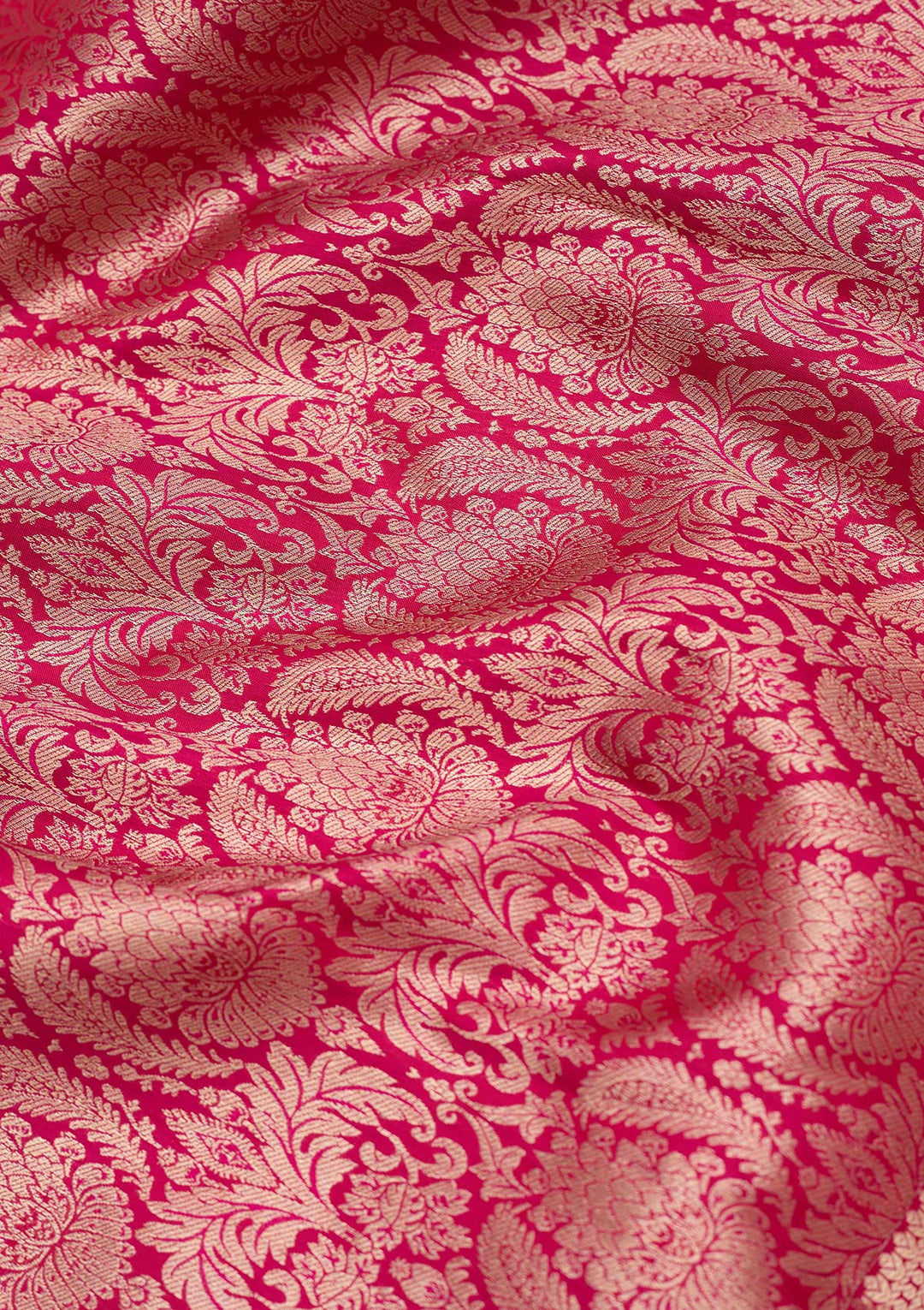Rani Pink Silk Jaal Silver Zariwork Saree With Matching Blouse Piece