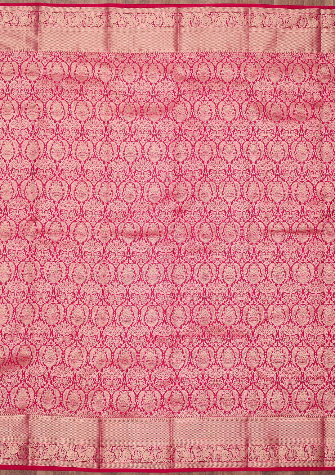 Rani Pink Silk Jaal Silver Zariwork Saree With Matching Blouse Piece