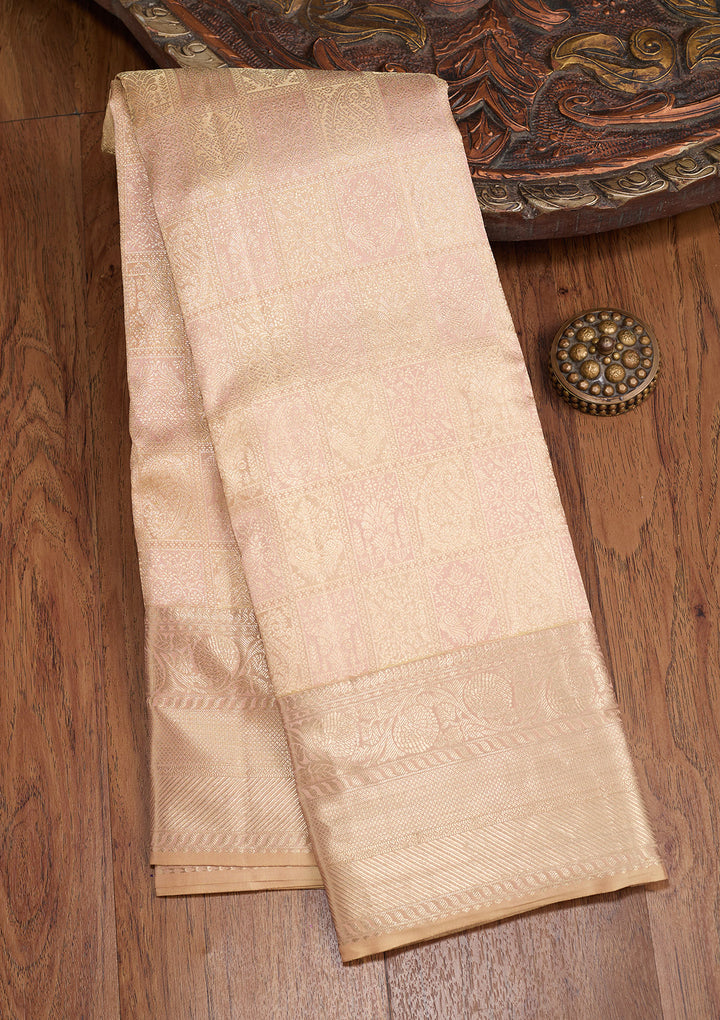Beige Zariwork (Silver) Silk Silk_Saree