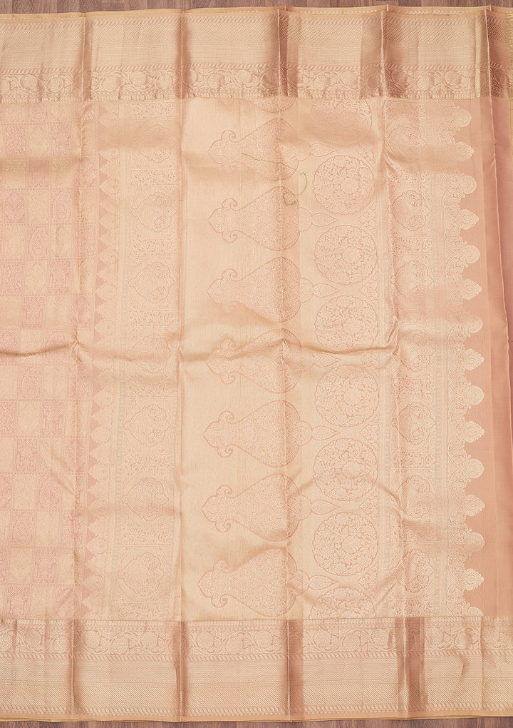 Beige Zariwork (Silver) Silk Silk_Saree
