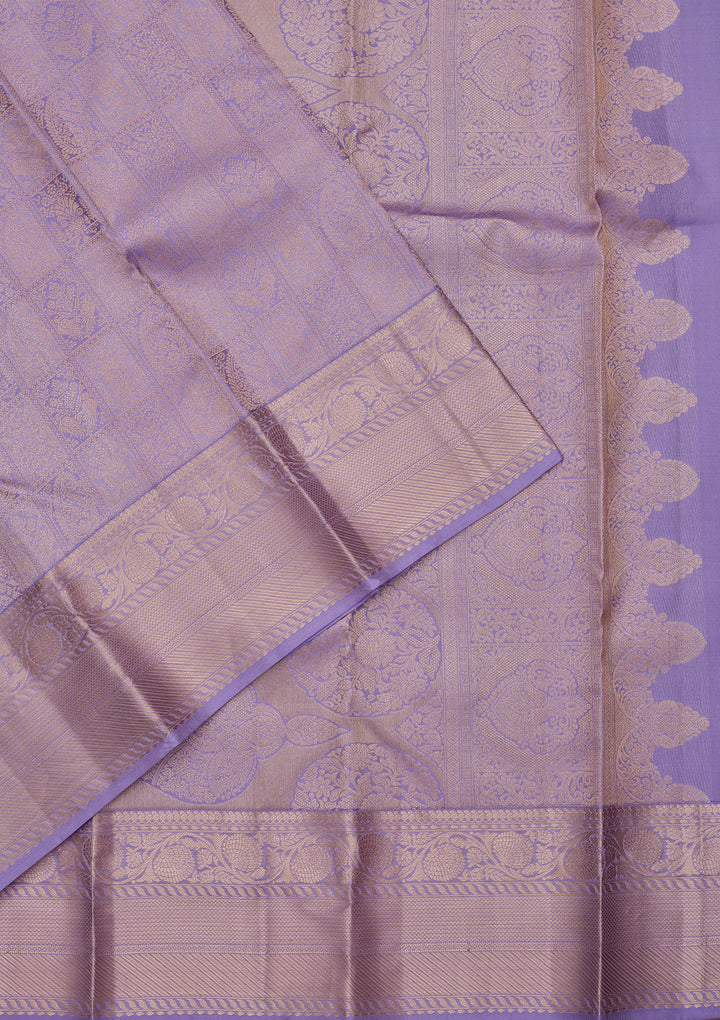 Lavender Silk Jaal Saree With Matching Blouse Piece