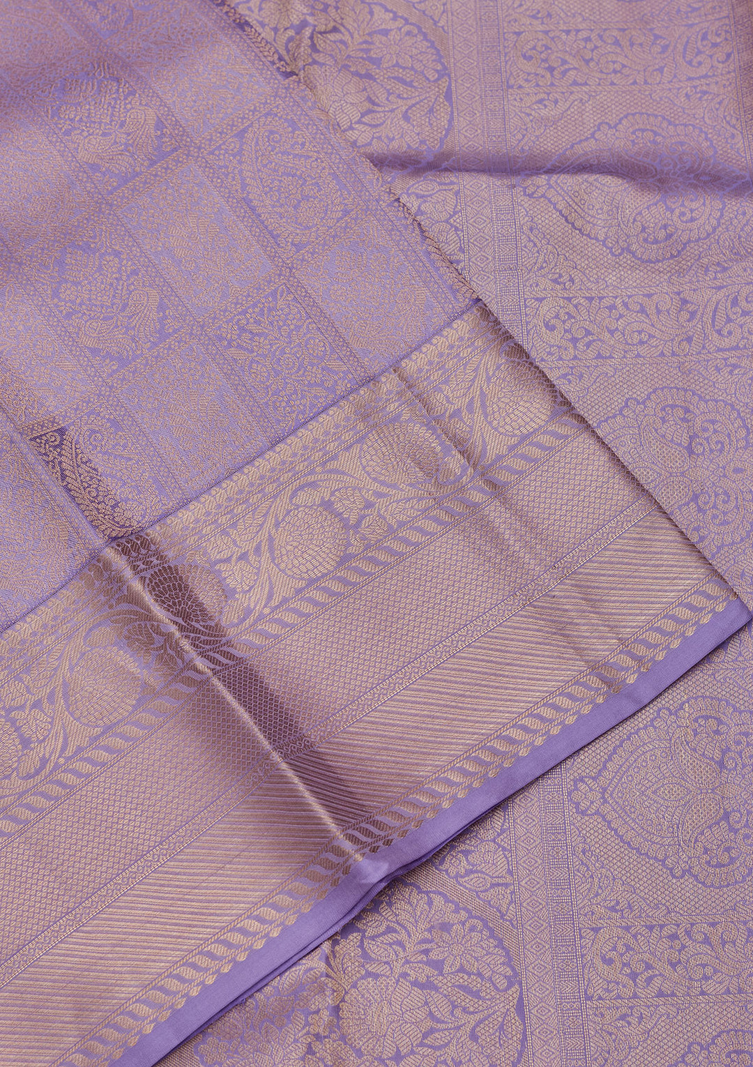 Lavender Silk Jaal Saree With Matching Blouse Piece