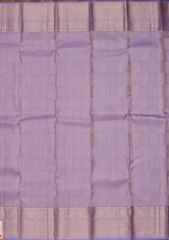 Lavender Silk Jaal Saree With Matching Blouse Piece