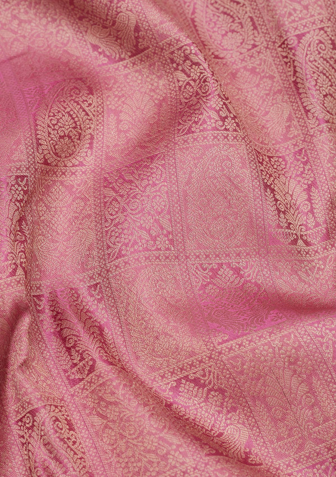 Onion Pink Silk Jaal Saree With Matching Blouse Piece