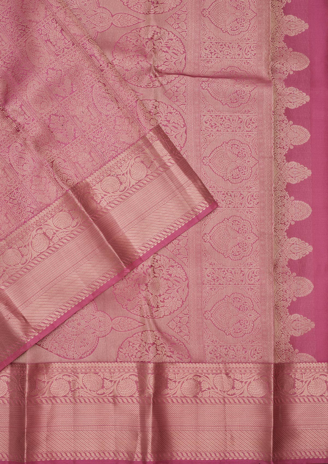 Onion Pink Silk Jaal Saree With Matching Blouse Piece