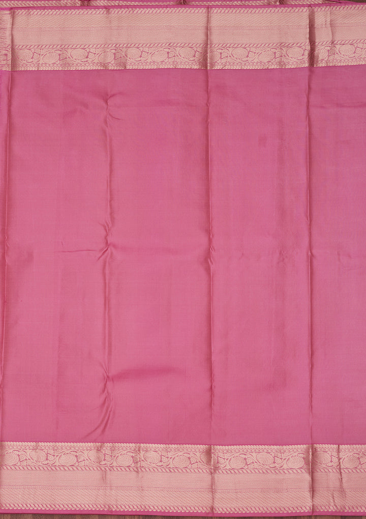 Onion Pink Silk Jaal Saree With Matching Blouse Piece