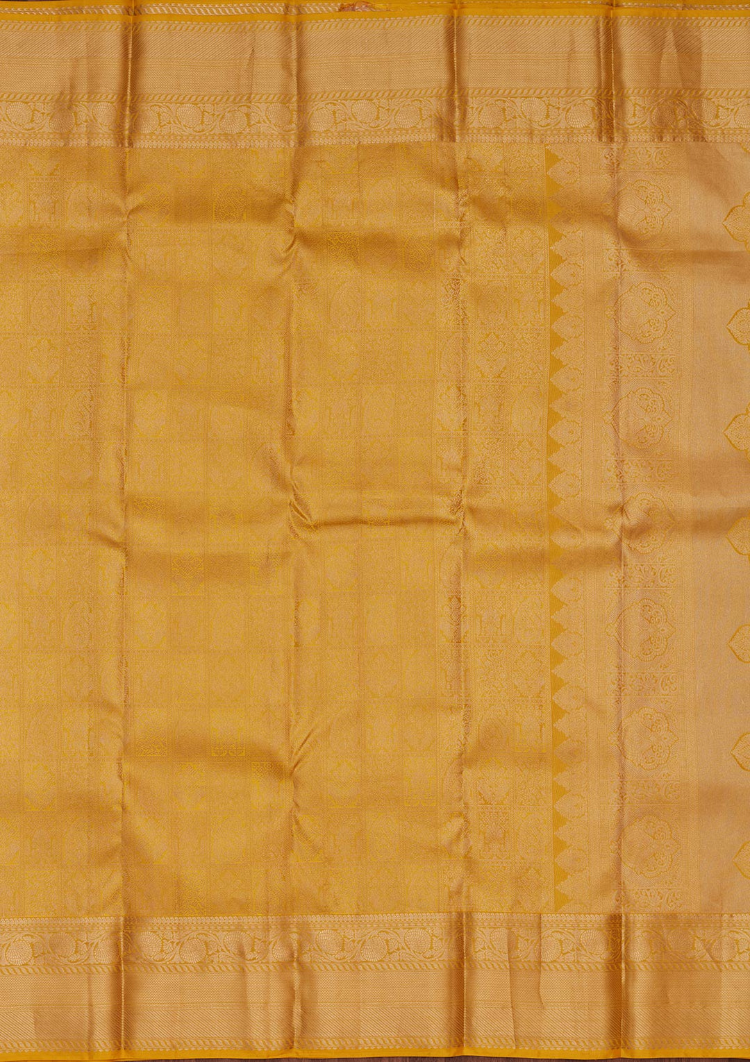 Yellow Pure Silk Jaal Zariwork Saree With Matching Blouse Piece