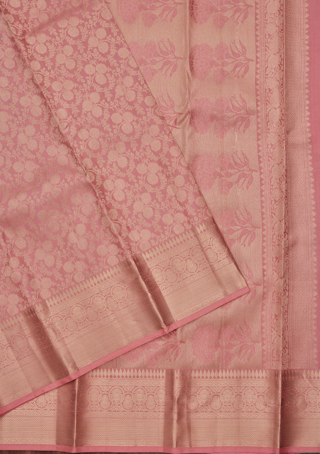 Onion Pink Silk Jaal Saree With Matching Blouse Piece