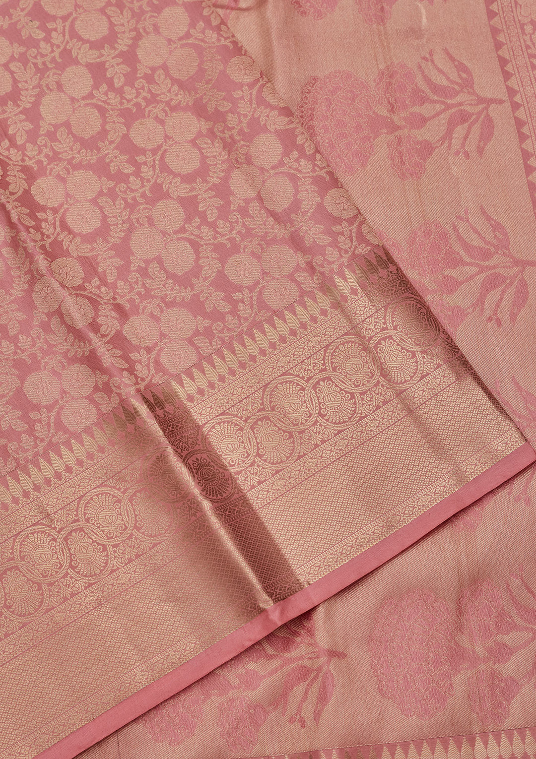 Onion Pink Silk Jaal Saree With Matching Blouse Piece