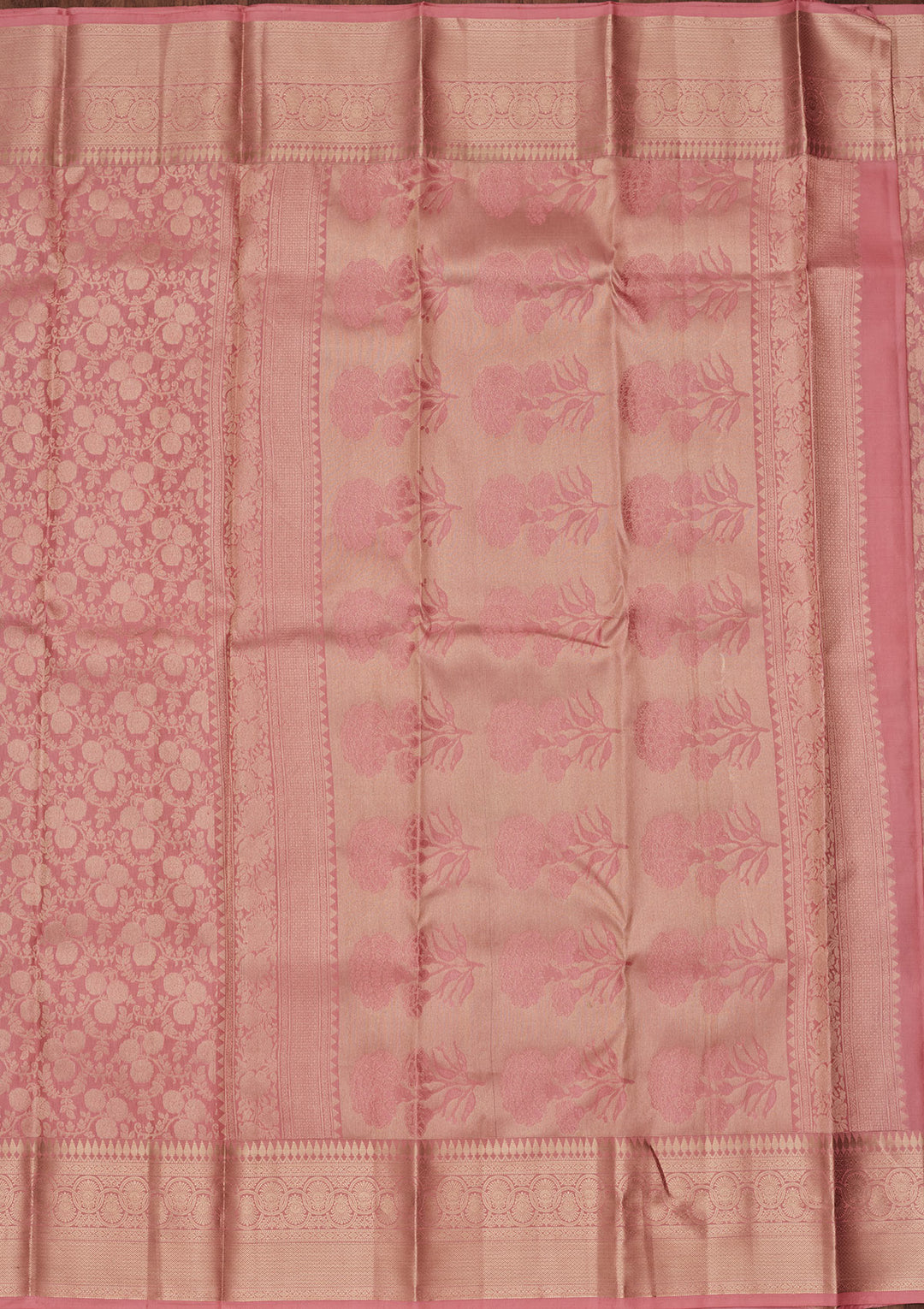 Onion Pink Silk Jaal Saree With Matching Blouse Piece