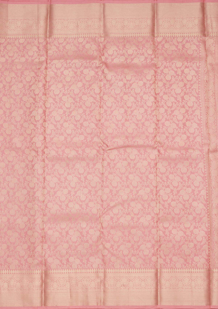 Onion Pink Silk Jaal Saree With Matching Blouse Piece