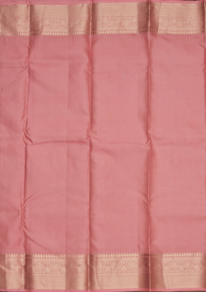 Onion Pink Silk Jaal Saree With Matching Blouse Piece