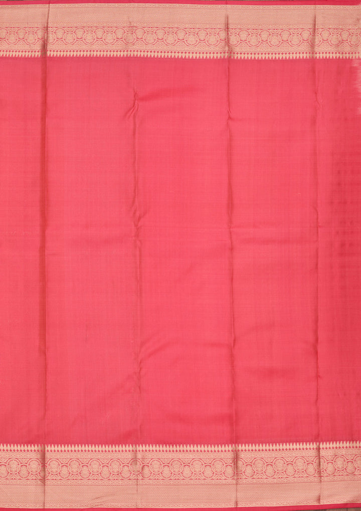 Pink Pure Silk Jaal Zariwork Saree With Matching Blouse Piece