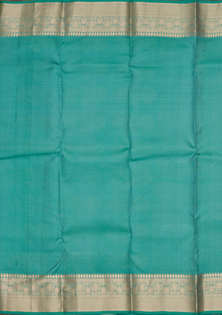 Sea Green Pure Silk Jaal Zariwork Saree With Matching Blouse Piece