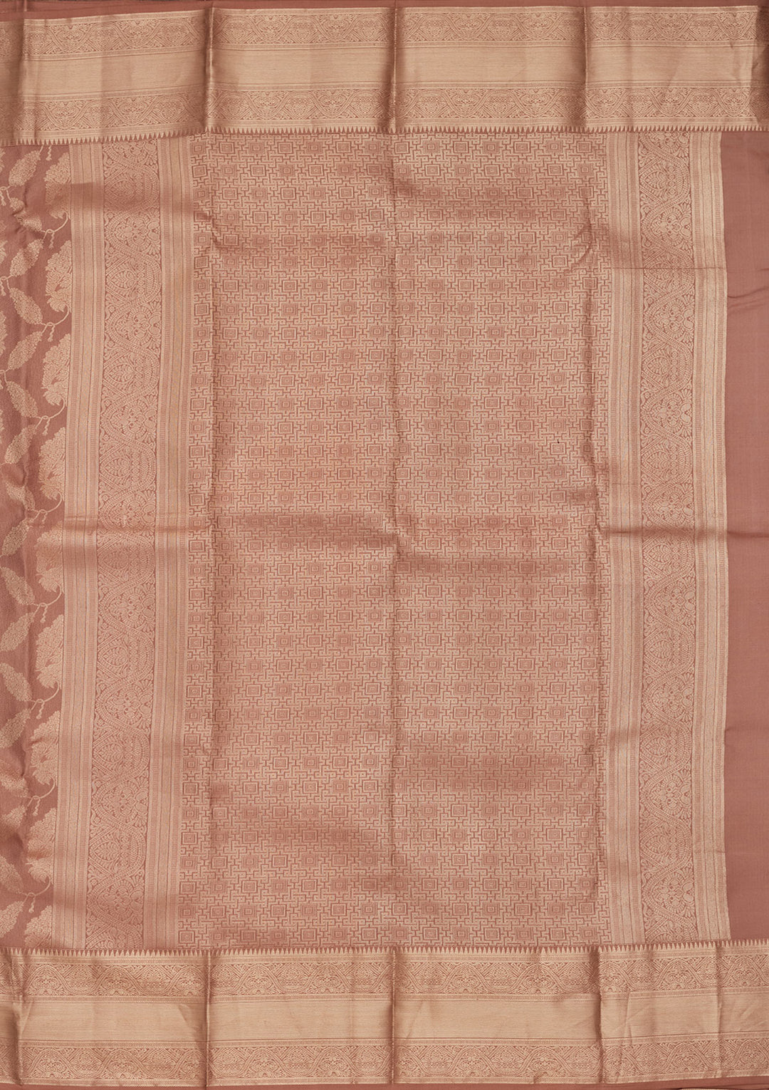 Beige Pure Silk Jaal Zariwork Saree With Matching Blouse Piece