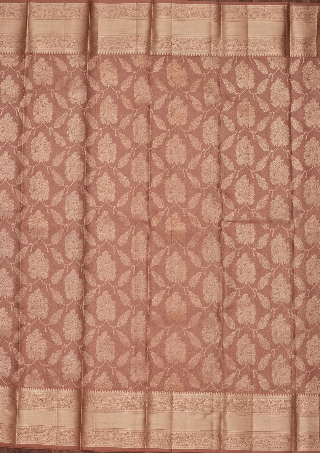 Beige Pure Silk Jaal Zariwork Saree With Matching Blouse Piece