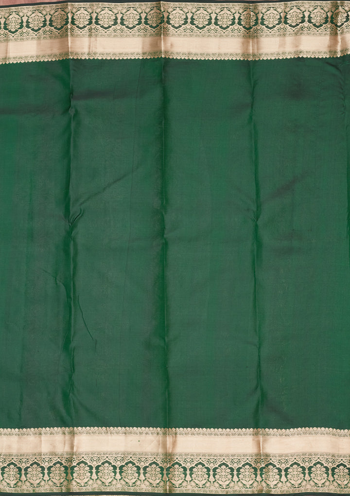 Bottle Green Silk Jaal Saree With Matching Blouse Piece