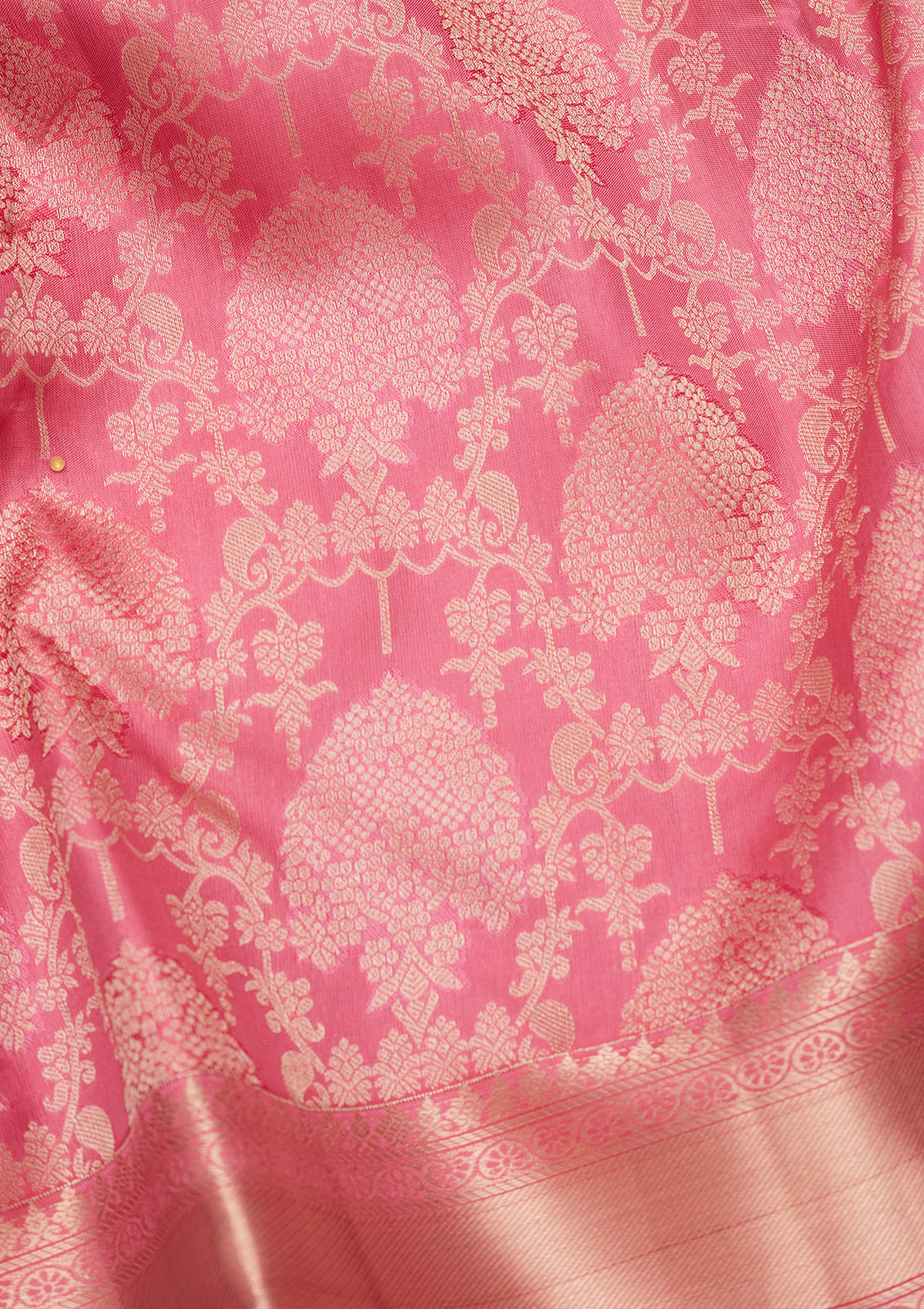 Onion Pink Silk Jaal Saree With Matching Blouse Piece